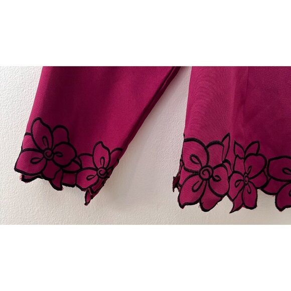 Anthony Richards Purple Open Front Floral Embroidery Hem Blazer Women Size 18P - Picture 4 of 9